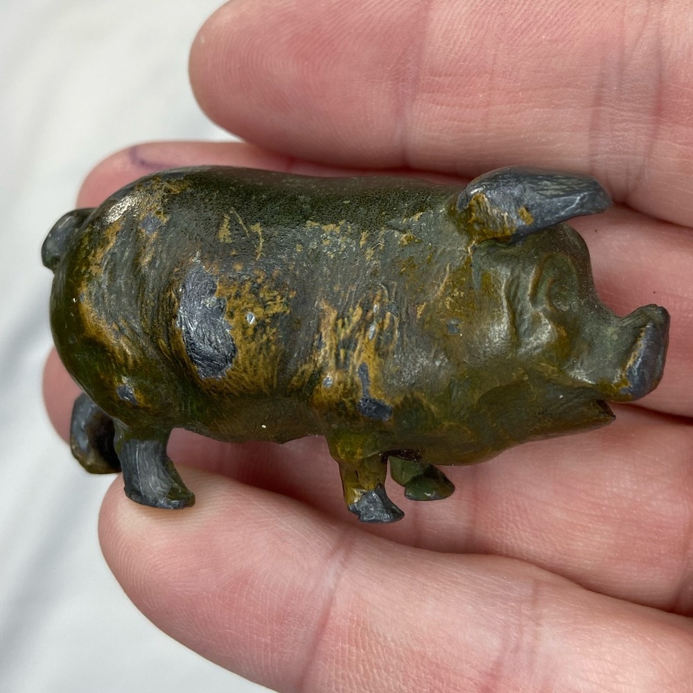 Pig Figurine mini Heavy Metal Appox 2.5”‎ x 1”